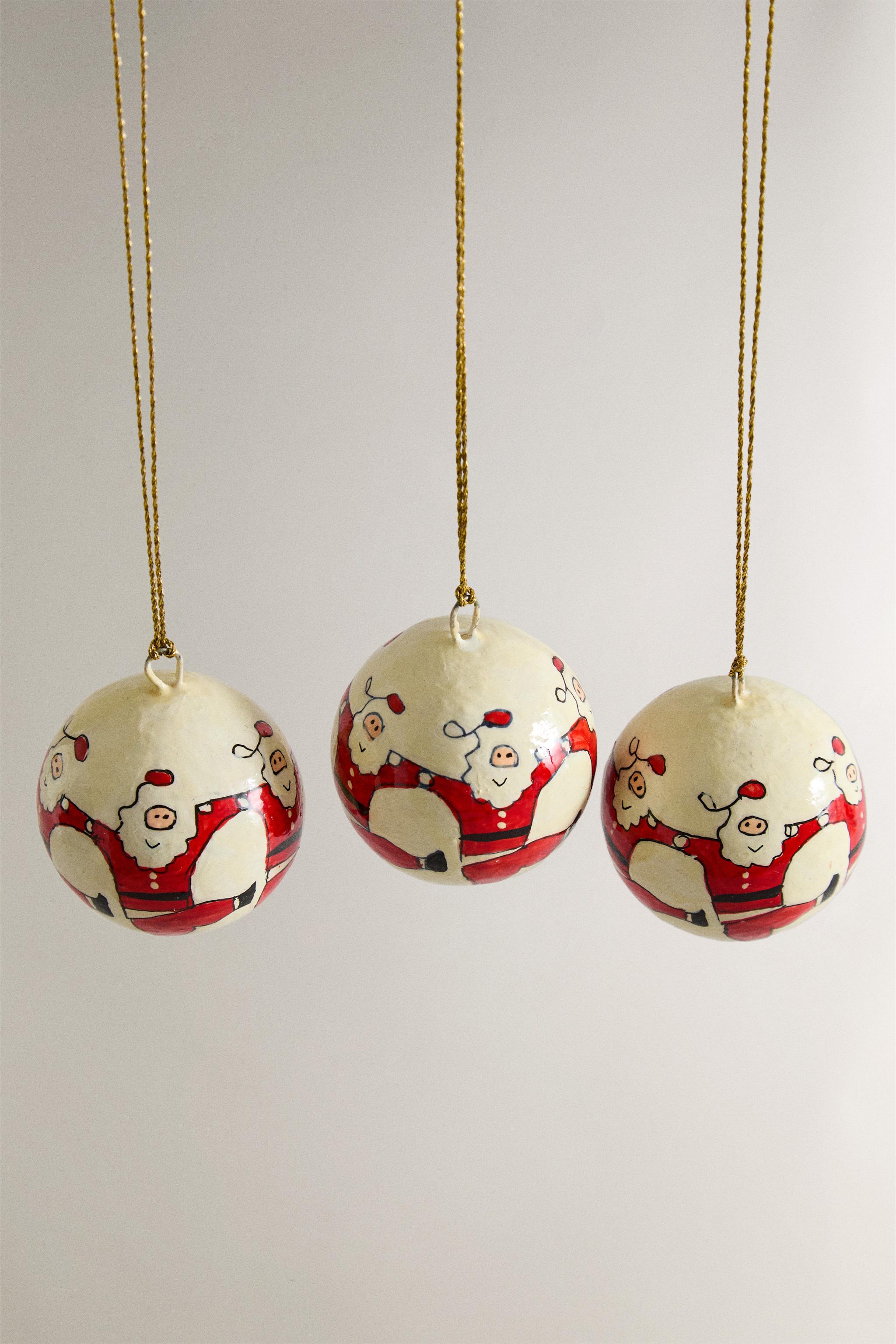 SET OF SANTA CLAUS CHRISTMAS TREE BALL ORNAMENTS (SET OF 3)